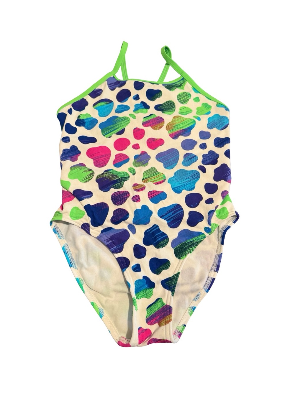Girls' Neon Spot Print One-Piece Swimsuit - Multicolor